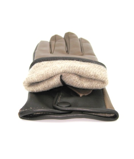 Sermoneta Gloves Guanto In Nappa Fodera Cashmere Touch Screen Fango/Moro