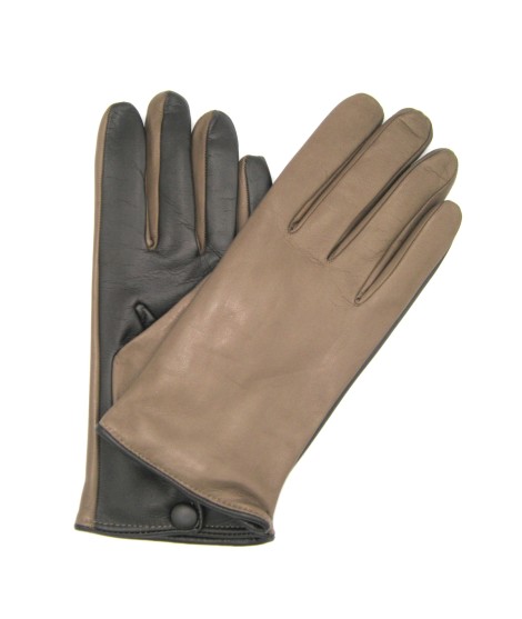 Sermoneta Gloves Guanto in Nappa fodera cashmere Touch screen Fango/Moro
