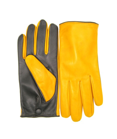 Sermoneta Gloves Guanto In Nappa Fodera Cashmere Touch Screen Giallo Ocra/Moro