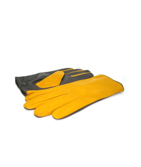 Sermoneta Gloves Guanto In Nappa Fodera Cashmere Touch Screen Giallo Ocra/Moro