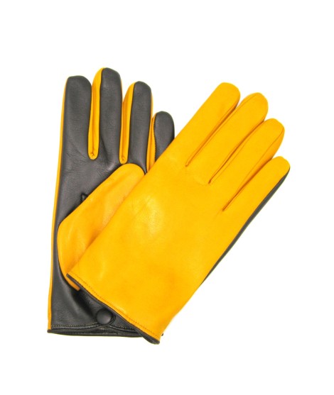 Sermoneta Gloves Guanto in Nappa fodera cashmere Touch screen Giallo Ocra/Moro