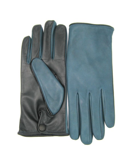 Sermoneta Gloves Guanto In Nappa Fodera Cashmere Touch Screen Petrolio/Nero