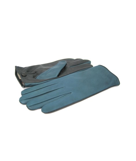 Sermoneta Gloves Guanto In Nappa Fodera Cashmere Touch Screen Petrolio/Nero