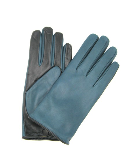Sermoneta Gloves Guanto in Nappa fodera cashmere Touch screen Petrolio/Nero