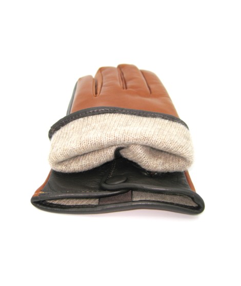 Sermoneta Gloves Guanto In Nappa Fodera Cashmere Touch Screen Tan/Moro