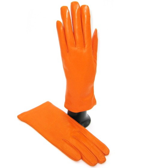 Sermoneta Gloves Guanto In Nappa Foderato Cashmere Arancio
