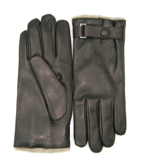 Sermoneta Gloves Guanto In Nappa Foderato Cashmere Con Cinturino T.Moro
