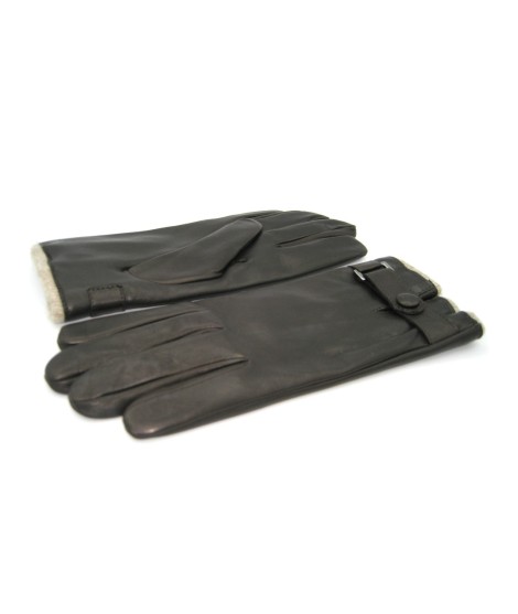 Sermoneta Gloves Guanto In Nappa Foderato Cashmere Con Cinturino T.Moro