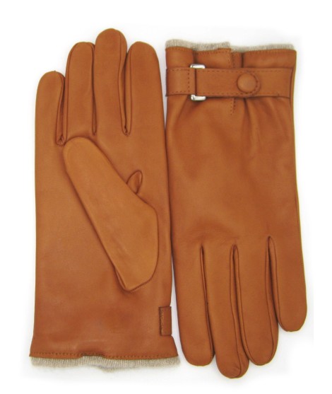 Sermoneta Gloves Guanto In Nappa Foderato Cashmere Con Cinturino Tan