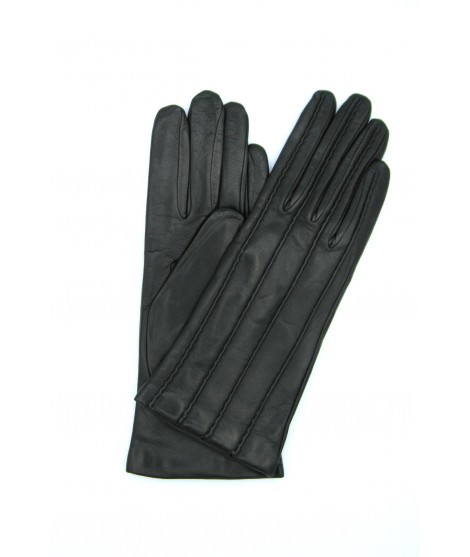 Sermoneta Gloves Guanto in Nappa foderato cashmere con impunture Nero