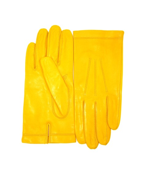 Sermoneta Gloves Guanto In Nappa Foderato Seta Giallo Ocra