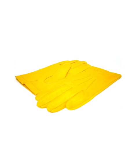 Sermoneta Gloves Guanto In Nappa Foderato Seta Giallo Ocra