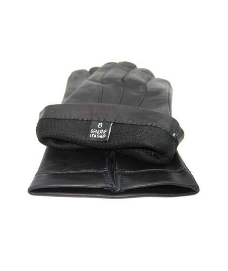 Sermoneta Gloves Guanto In Nappa Foderato Seta Navy