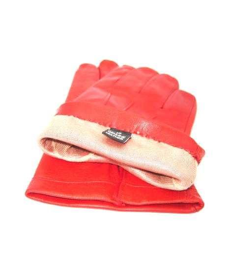 Sermoneta Gloves Guanto In Nappa Foderato Seta Rosso