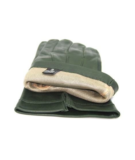 Sermoneta Gloves Guanto In Nappa Foderato Seta Verde Scuro