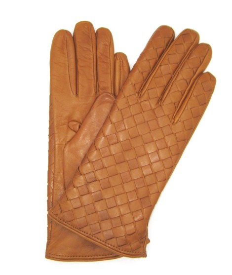 Sermoneta Gloves Guanto in Nappa Intrecciato fodera cashmere Tan Sermoneta Gloves Guanto in Nappa Intrecciato fodera cashmere Tan