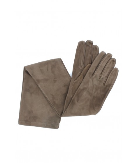 Sermoneta Gloves Guanto in Nappa scamosciata foderato in seta Fango