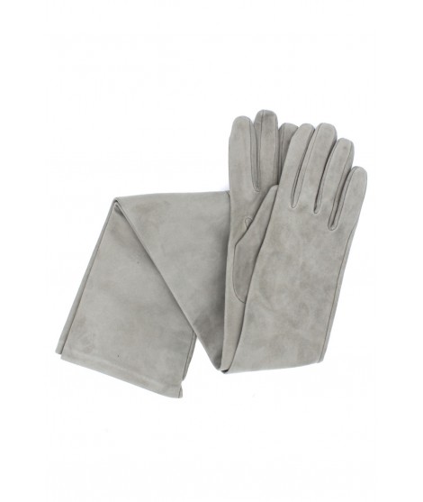 Sermoneta Gloves Guanto in Nappa scamosciata foderato in seta Grigio Perla
