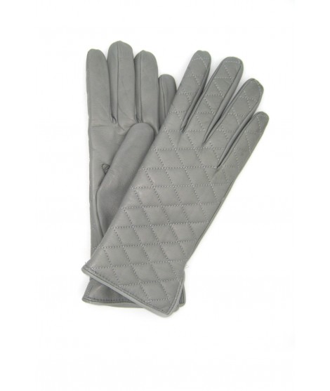 Sermoneta Gloves Guanto in Nappa trapuntato 2bt fodera cashmere Grigio Perla