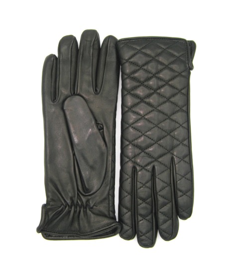 Sermoneta Gloves Guanto In Nappa Trapuntato 2bt Fodera Cashmere Nero