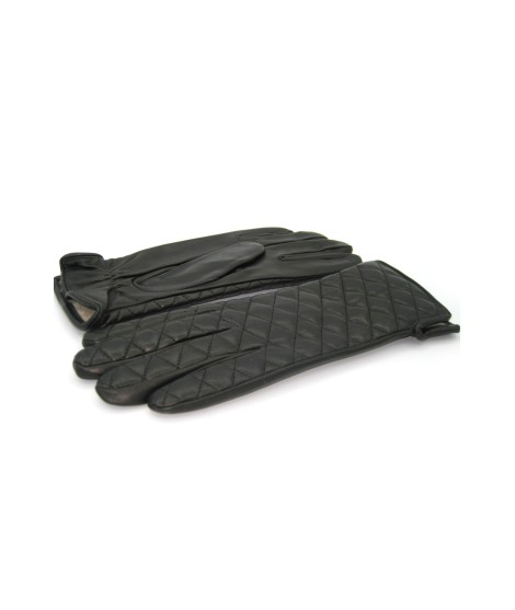 Sermoneta Gloves Guanto In Nappa Trapuntato 2bt Fodera Cashmere Nero