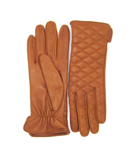 Sermoneta Gloves Guanto In Nappa Trapuntato 2bt Fodera Cashmere Tan