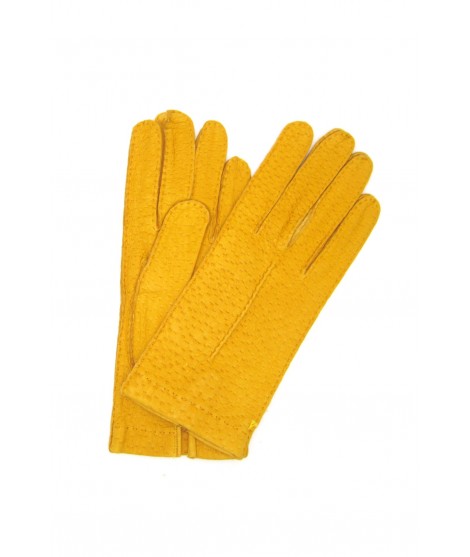 Sermoneta Gloves Guanto in Peccary sfoderato cucito a mano Giallo