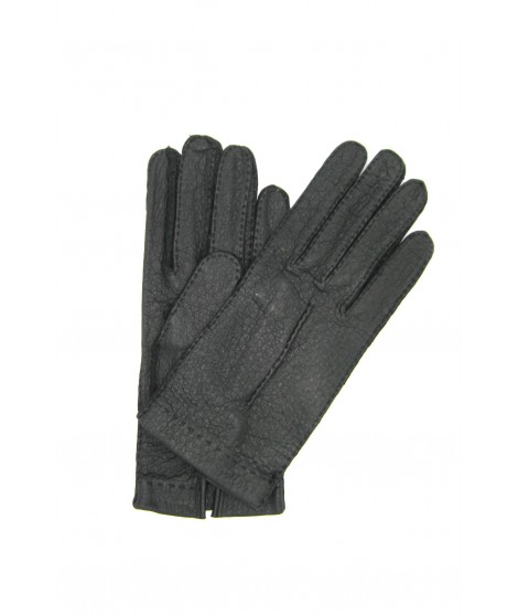 Sermoneta Gloves Guanto in Peccary sfoderato cucito a mano Nero