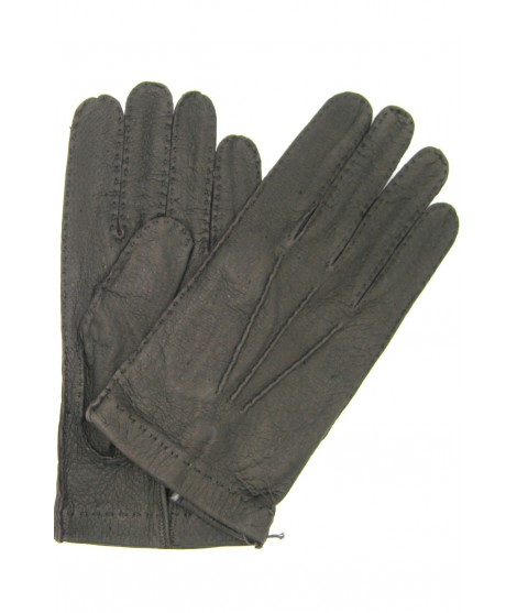 Sermoneta Gloves Guanto in Peccary sfoderato cucito a mano Nero