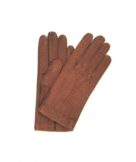 Sermoneta Gloves Guanto in Peccary sfoderato cucito a mano Tabacco