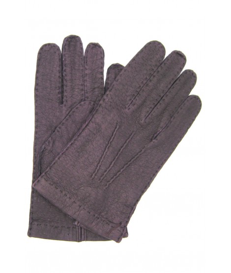 Sermoneta Gloves Guanto in Peccary sfoderato cucito a mano Viola scuro