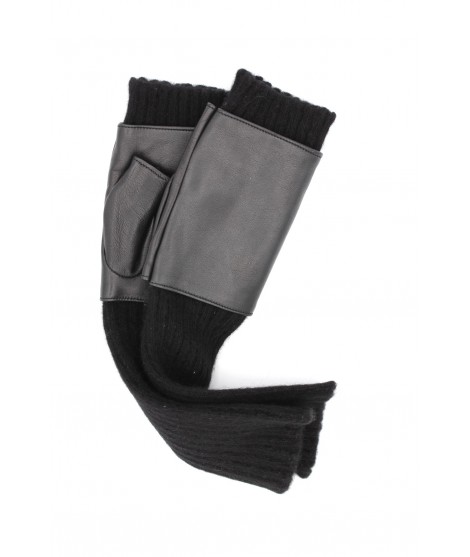 Sermoneta Gloves Guanto manicotto in Nappa e Cashmere 8bt Nero
