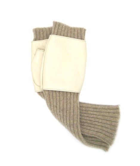Sermoneta Gloves Guanto manicotto in Nappa e Cashmere 8bt Panna