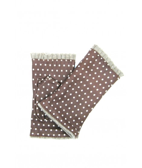 Sermoneta Gloves Guanto manicotto in Nappa stampa pois foderato cashmere Tan