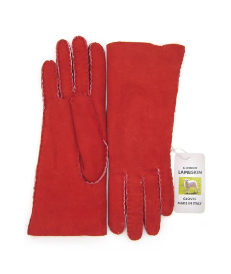 Sermoneta Gloves Guanto Montone Cucito A Mano Rosso