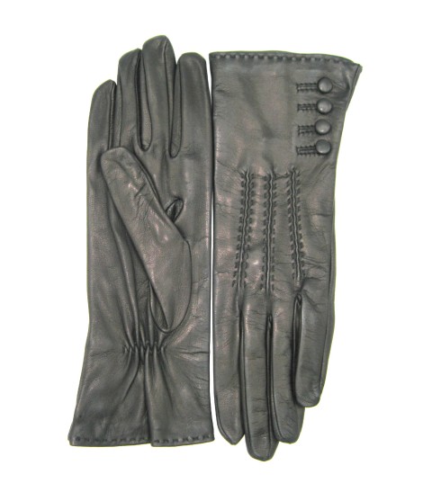 Sermoneta Gloves Guanto Nappa 4bt Con Bottoncini Fod.seta Nero
