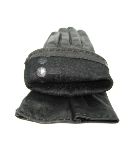 Sermoneta Gloves Guanto Nappa 4bt Con Bottoncini Fod.seta Nero