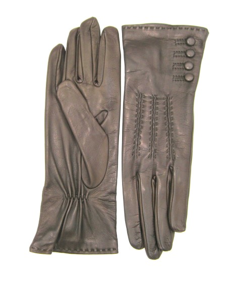 Sermoneta Gloves Guanto Nappa 4bt Con Bottoncini Fod.seta T.Moro