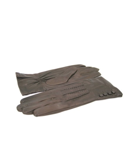 Sermoneta Gloves Guanto Nappa 4bt Con Bottoncini Fod.seta T.Moro