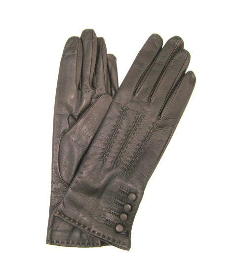 Sermoneta Gloves Guanto Nappa 4bt con bottoncini fod.seta T.Moro