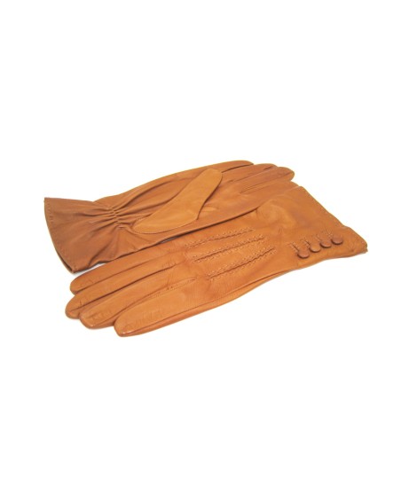 Sermoneta Gloves Guanto Nappa 4bt Con Bottoncini Fod.seta Tan
