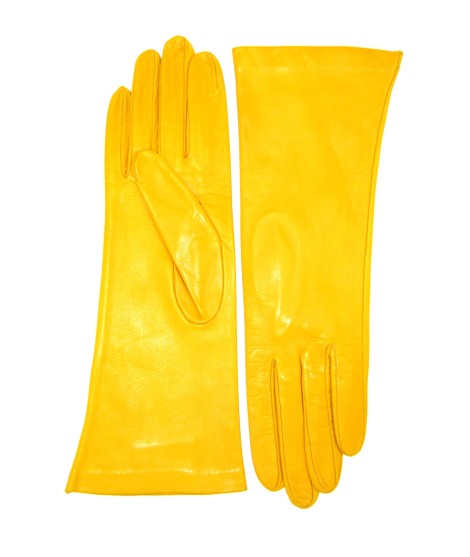 Sermoneta Gloves Guanto Nappa 4BT Foderato Seta Giallo Ocra