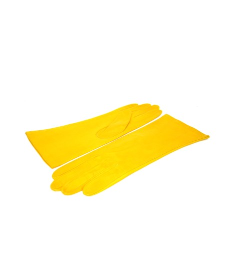 Sermoneta Gloves Guanto Nappa 4BT Foderato Seta Giallo Ocra
