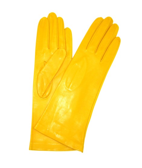 Sermoneta Gloves Guanto Nappa 4BT foderato seta Giallo Ocra