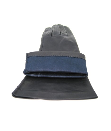 Sermoneta Gloves Guanto Nappa 4bt Foderato Seta Navy