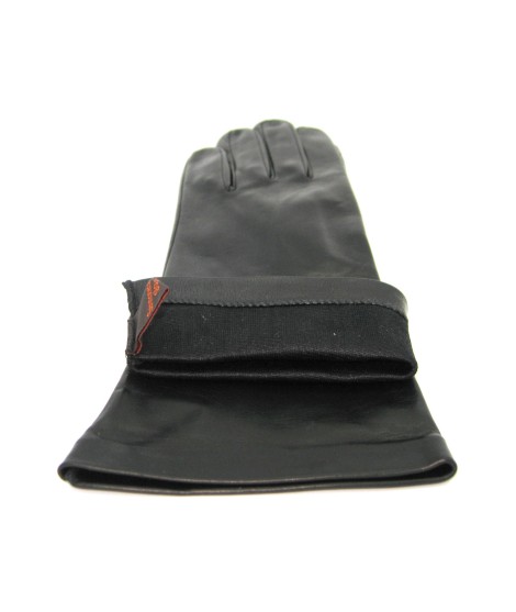 Sermoneta Gloves Guanto Nappa 4bt Foderato Seta Nero