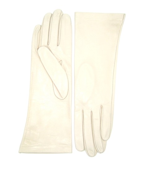 Sermoneta Gloves Guanto Nappa 4bt Foderato Seta Panna