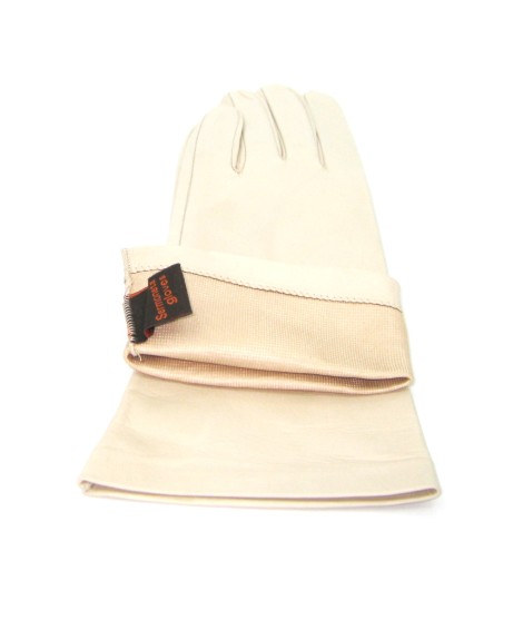 Sermoneta Gloves Guanto Nappa 4bt Foderato Seta Panna