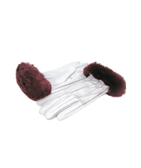 Sermoneta Gloves Guanto Nappa Con Intarsi A Contrasto E Bordo Rex Grigio Perla/Bordeaux
