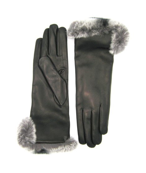 Sermoneta Gloves Guanto Nappa Con Risvolto Rex Fodera Cashmere. Nero